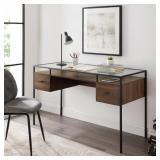 Walker Edison 56 in. 2 Drawer Glass Top Desk - MSRP $620