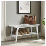 NEW - Walker Edison Minimalist White Bench with Shelf - MSRP - $195