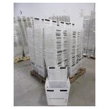 A PALLET OF PLASTIC TOTES
