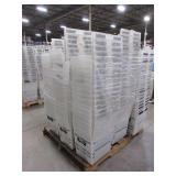A PALLET OF PLASTIC TOTES