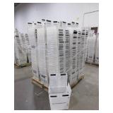 A PALLET OF PLASTIC TOTES