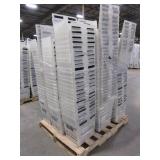 A PALLET OF PLASTIC TOTES