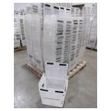 A PALLET OF PLATIC TOTES