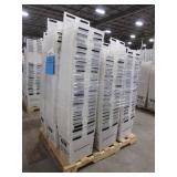 A PALLET OF PLASTIC TOTES