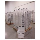 A PALLET OF PLASTIC TOTES