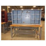 U-LINE PACKING TABLES WITH WOODEN HUTCH TOPS