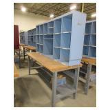U-LINE PACKING TABLES WITH WOODEN HUTCH TOPS