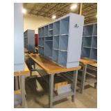U-LINE PACKING TABLES WITH WOODEN HUTCH TOPS