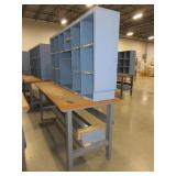 U-LINE PACKING TABLES WITH WOODEN HUTCH TOPS