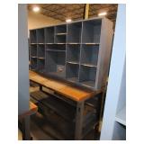 U-LINE PACKING TABLES WITH WOODEN HUTCH TOPS