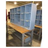 U-LINE PACKING TABLES WITH WOODEN HUTCH TOPS