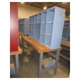 U-LINE PACKING TABLES WITH WOODEN HUTCH TOPS