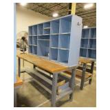 U-LINE PACKING TABLES WITH WOODEN HUTCH TOPS