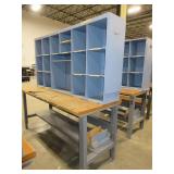 U-LINE PACKING TABLES WITH WOODEN HUTCH TOPS