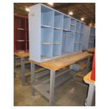 U-LINE PACKING TABLES WITH WOODEN HUTCH TOPS