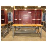 U-LINE PACKING TABLES WITH WOODEN HUTCH TOPS
