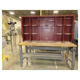 U-LINE PACKING TABLES WITH WOODEN HUTCH TOPS