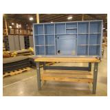 U-LINE PACKING TABLES WITH WOODEN HUTCH TOPS