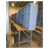 U-LINE PACKING TABLES WITH WOODEN HUTCH TOPS