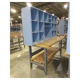 U-LINE PACKING TABLES WITH WOODEN HUTCH TOPS