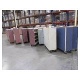 HEAVY DUTY ROLLING CARTS IN VARIOUS STATES OF REPAIR AND ASSORTED COLORS