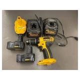 DeWalt DC730 Cordless Drill Driver with 3 Batteries and 2 Chargers