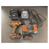 Ridgid 18V Cordless Drill with Batteries and Chargers
