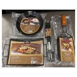 Mr. Bar-B-Q Grill Accessory Set with Searing Topper, Skillet, Flip Basket, and Tool Set