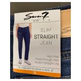 Seven 7 Slim Straight Jean Size 12 High Rise Blue Denim