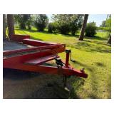 Red Flatbed Equipment/Vehicle Trailer with Ramp