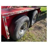 Red Flatbed Equipment/Vehicle Trailer with Ramp