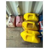 Lot of 5 Utility Fuel Cans - Mixed Colors, Fuel Storage