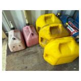 Lot of 5 Utility Fuel Cans - Mixed Colors, Fuel Storage