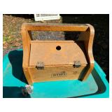 Vintage Kiwi Wooden Shoe Grooming Box with Brushes and Polish
