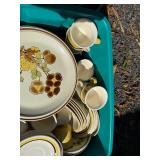 Vintage Fruit-Themed Dinnerware Set - Plates and Cups