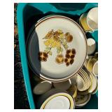 Vintage Fruit-Themed Dinnerware Set - Plates and Cups