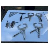 Lot of Assorted Hand Tools: C-Clamps, Ruler, Drill Bits & More