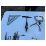 Lot of Assorted Hand Tools: C-Clamps, Ruler, Drill Bits & More