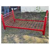 Red Metal Bed Frame with Slatted Base