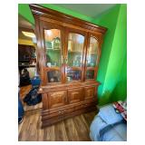 Large Wooden China Cabinet with Glass Display