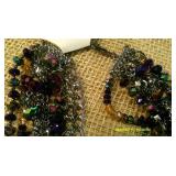 Purple Multi-Strand Necklace & Silver Chain Wrapped Earrings