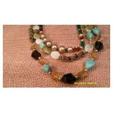 Blue/Green Beaded Necklaces & Earring Pair