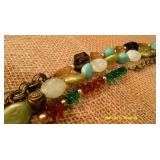 Blue/Green Beaded Necklaces & Earring Pair