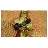 Blue/Green Beaded Necklaces & Earring Pair