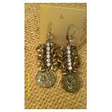 2 Pair Bronze Colored Dangle Earring Bundle