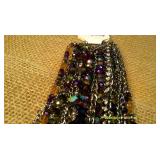 Purple Multi-Strand Necklace & Silver Chain Wrapped Earrings