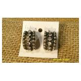 Black & Silver Necklace, Earring, And Ring