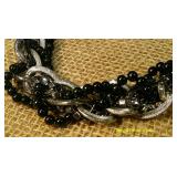 Black & Silver Necklace, Earring, And Ring