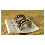 Black & Silver Necklace, Earring, And Ring