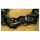 Black & Silver Necklace, Earring, And Ring